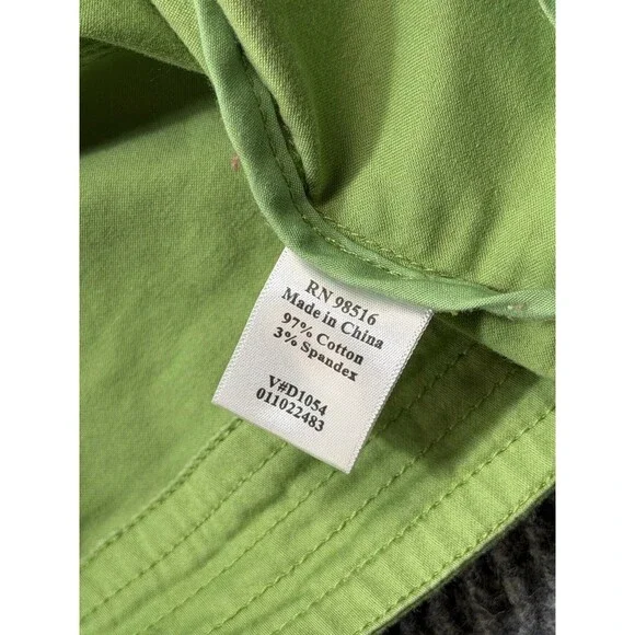 Coldwater Creek Womens Large Stretch Lime Green Button Up Shirt Jacket Top EUC - Picture 5 of 9